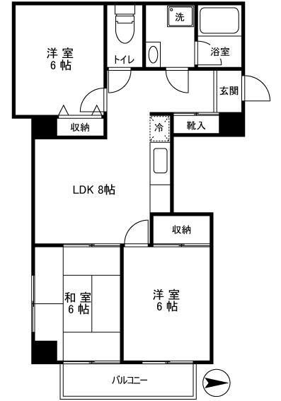 蔵前双葉ハイツ(3LDK/3階)の間取り写真