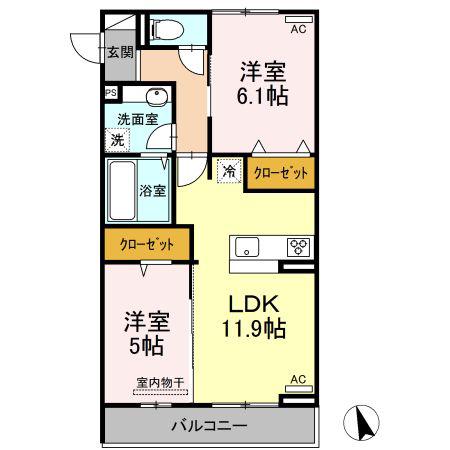 ドルフオーベン(2LDK/3階)の間取り写真