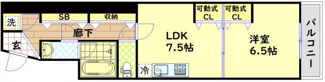 アンペルシュ(1LDK/3階)の間取り写真