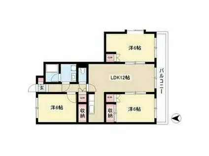 ロイヤルマンション本郷(3LDK/4階)の間取り写真