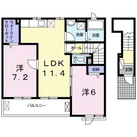 PLAISIR(2LDK/2階)の間取り写真