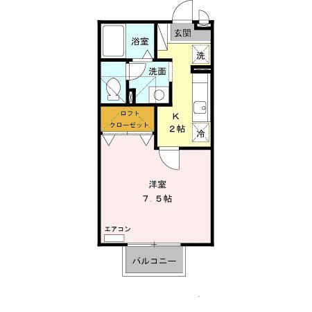 アディック東花園(1K/2階)の間取り写真