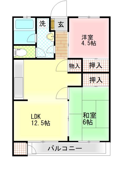 三恵マンション(2LDK/4階)の間取り写真