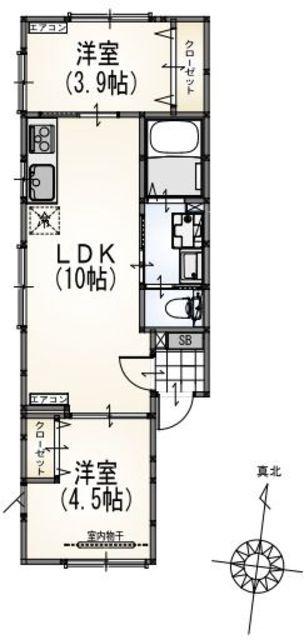 サンライズ成瀬A棟(2LDK/2階)の間取り写真