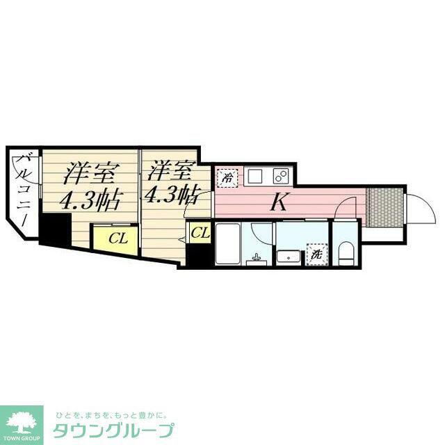 CLASSEUM飯田橋(2K/7階)の間取り写真