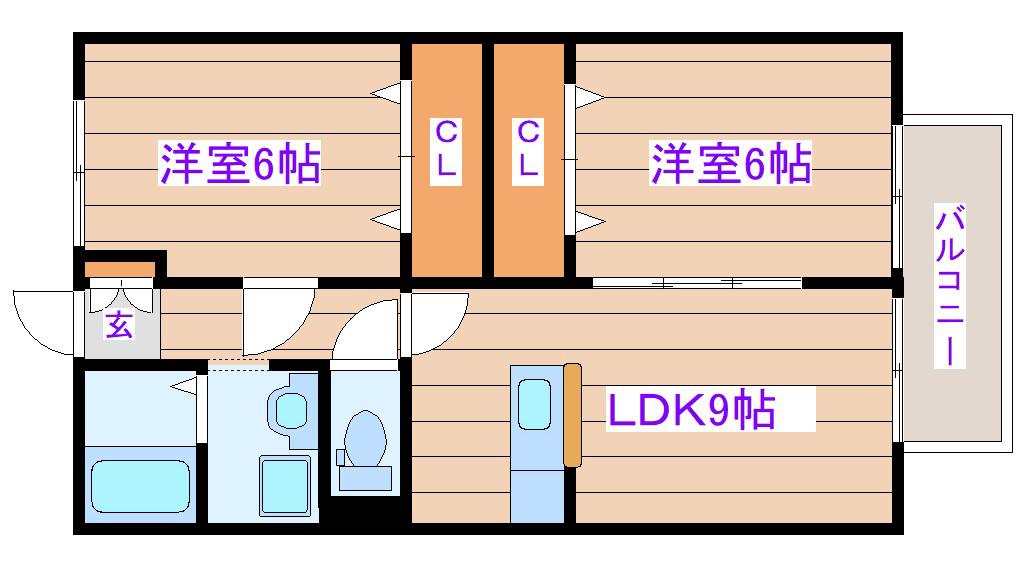 アルコバレーノ(2LDK/1階)の間取り写真
