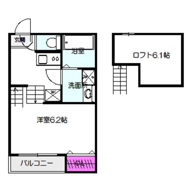 CASTLEイースト LS(1K/2階)の間取り写真