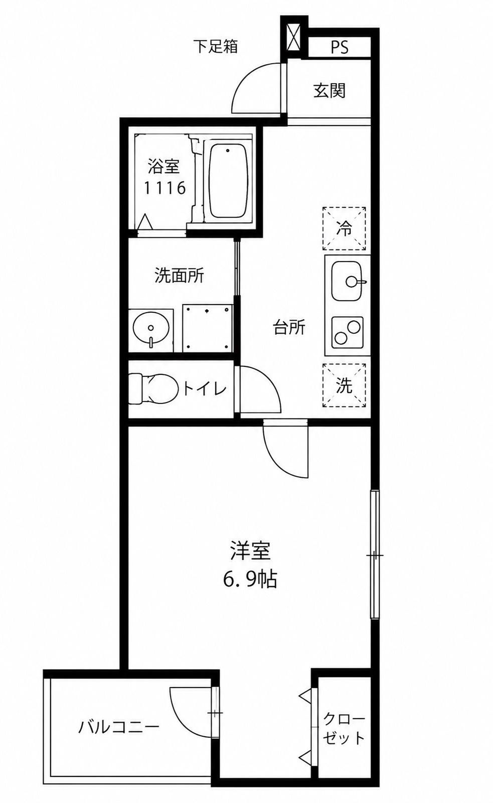 フジパレス今川東II(1K/3階)の間取り写真