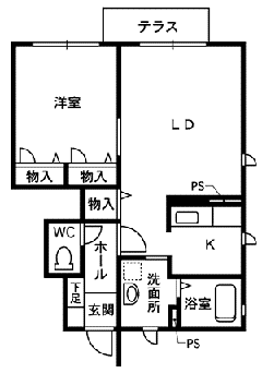 ディアスM.J(1LDK/1階)の間取り写真