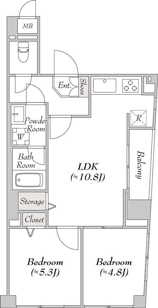 ミリアレジデンス高円寺 100(2LDK/2階)の間取り写真