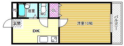 暁21 2号館(1DK/3階)の間取り写真
