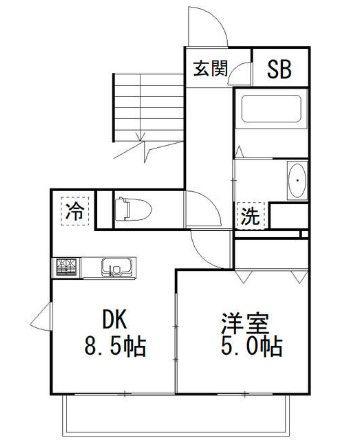 ティーズハイツ緑が丘(1DK/3階)の間取り写真
