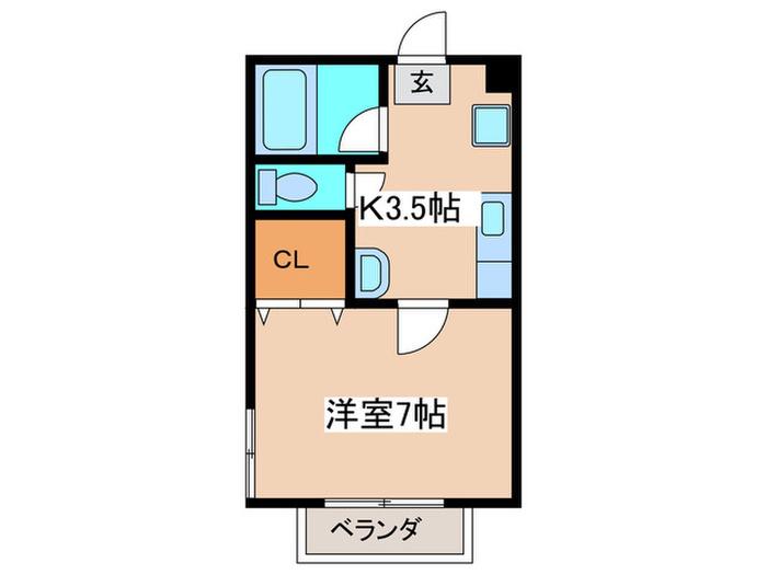 ハイツコスモス(1K/2階)の間取り写真