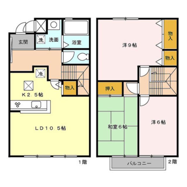 ファミール田中A(3LDK/2階)の間取り写真