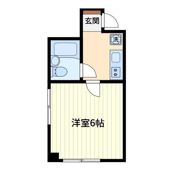山中ビル(1K/2階)の間取り写真