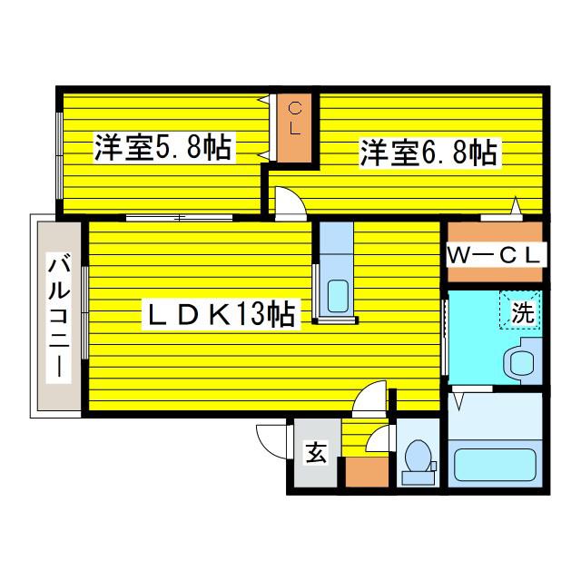 サンライズHTMII(2LDK/1階)の間取り写真