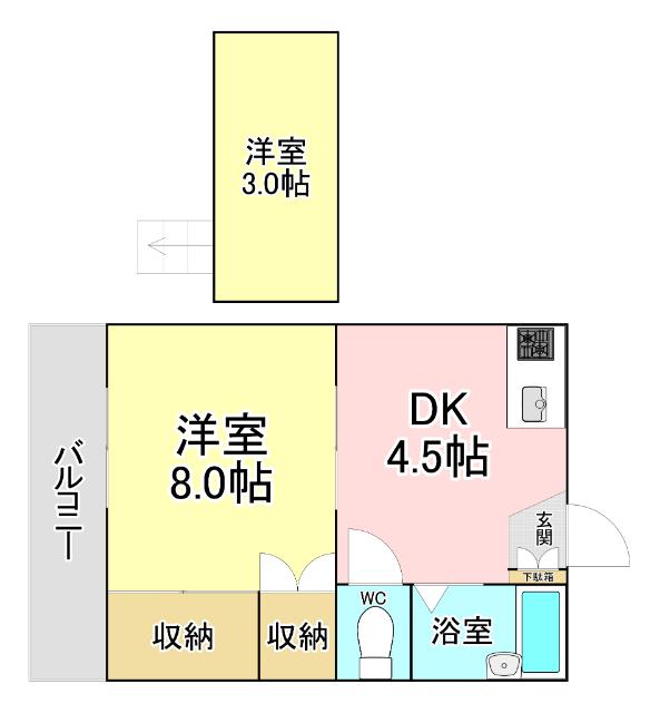 オアシス片野新町(1DK/1階)の間取り写真