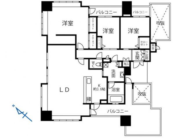 ハウスバーンフリート西蟹屋(3LDK/10階)の間取り写真