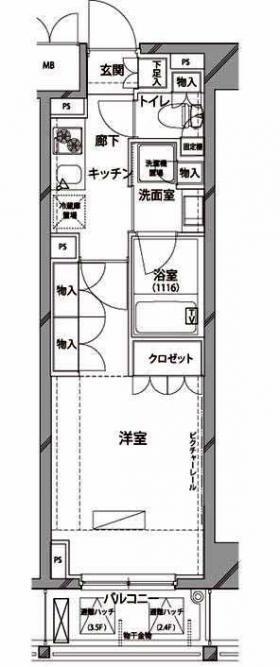 セジョリ高田馬場(1K/3階)の間取り写真