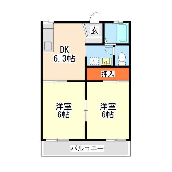 グリーンハイツ宮路(2DK/2階)の間取り写真