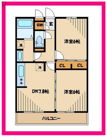 ジュネスK(2DK/3階)の間取り写真