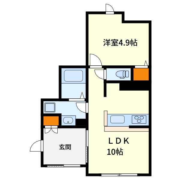 コリド赤塚(1LDK/1階)の間取り写真