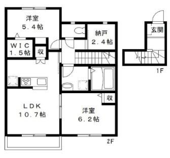 エルメゾンエイザA(2LDK/2階)の間取り写真