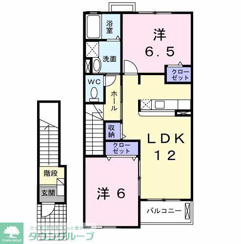 サンライトヒルズB(2LDK/2階)の間取り写真