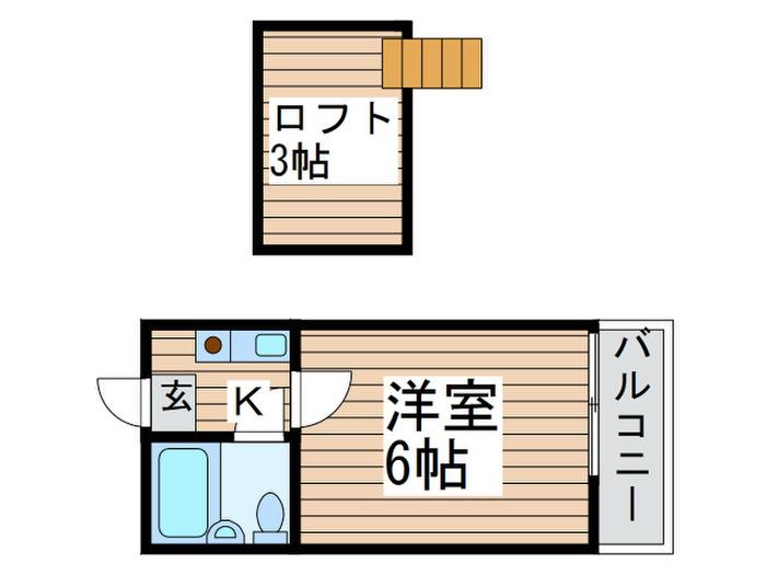 ジュネパレス松戸45(1K/2階)の間取り写真