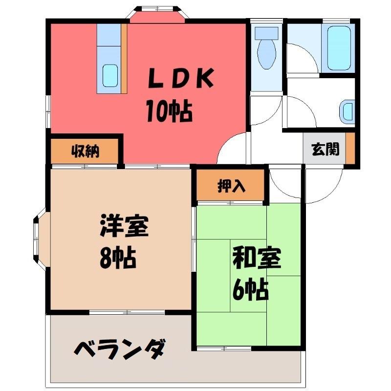 メゾンDEアヴェニールB(2LDK/1階)の間取り写真