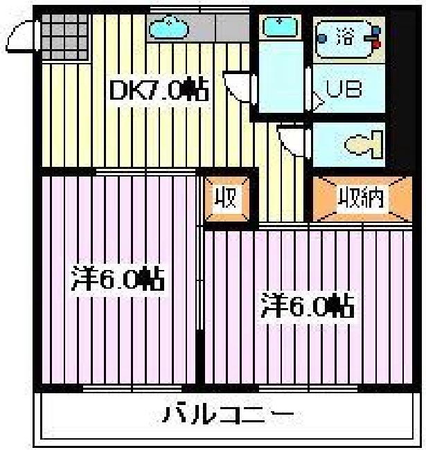 パークサイド・ヴィラ(2DK/2階)の間取り写真