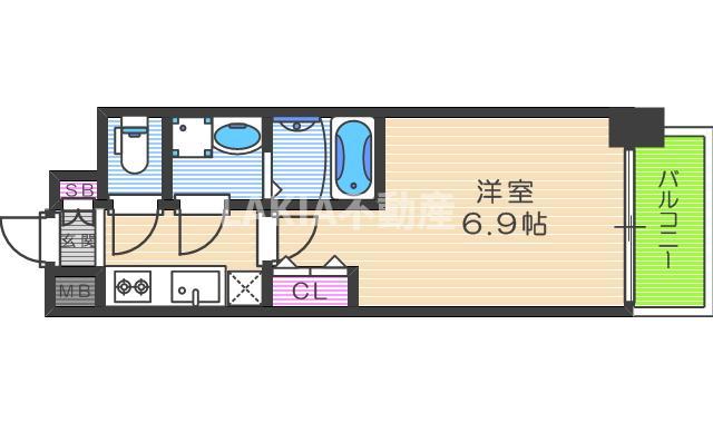 サムティ天王寺イースト(1K/3階)の間取り写真