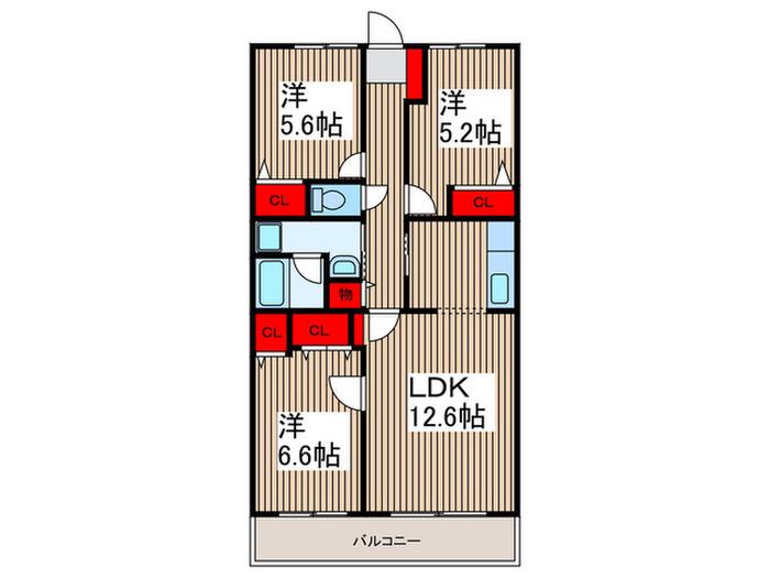 マンション・スターキャッスル(3LDK/3階)の間取り写真