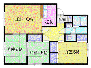 和光ハイツ3号棟(3LDK/2階)の間取り写真