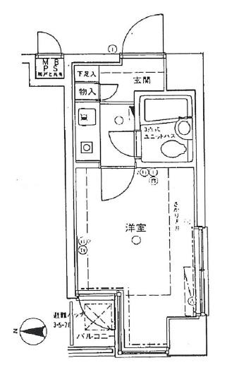 クリオ入谷壱番館(1K/7階)の間取り写真