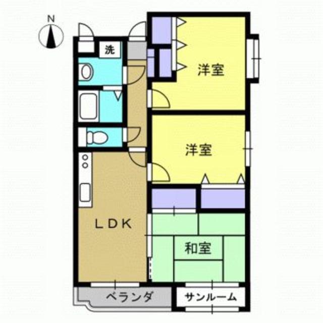シュエット入善(3DK/1階)の間取り写真