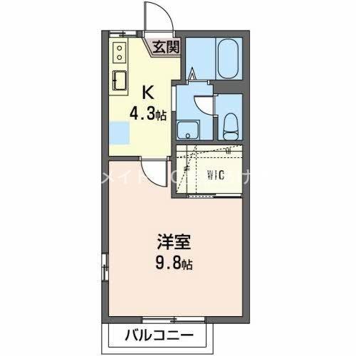 VILLA中島 A(1K/2階)の間取り写真