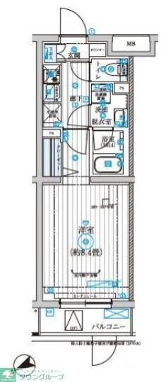 リライア西調布(1K/2階)の間取り写真