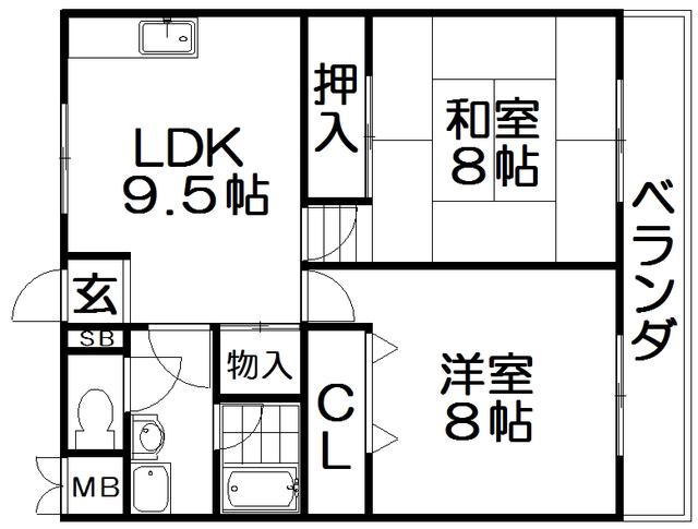 富尾マンション(2LDK/4階)の間取り写真