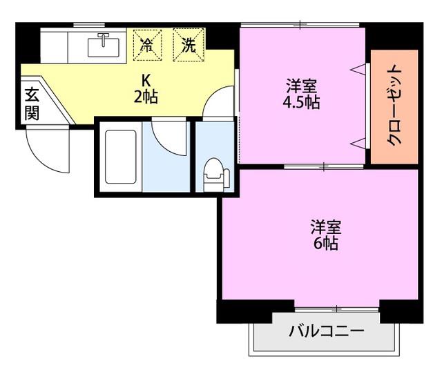 本町セブンハイツ(2K/2階)の間取り写真