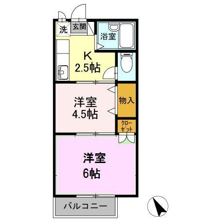 ニューポート(2K/2階)の間取り写真