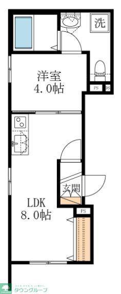 ヘーベル上名古屋(1LDK/1階)の間取り写真