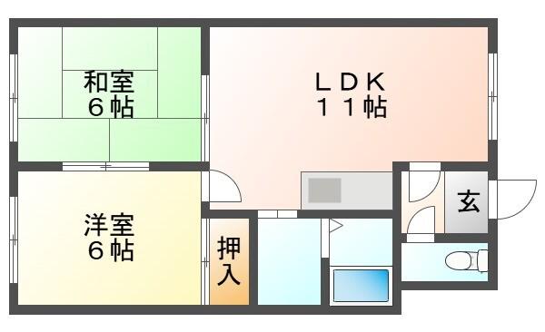 第二コーポ仁木(2LDK/2階)の間取り写真