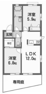 プランドール凛AB棟(2LDK/1階)の間取り写真