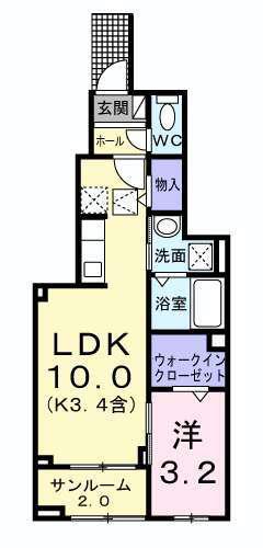 ルシアン(1LDK/1階)の間取り写真