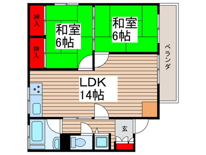パールマンション(2LDK/4階)の間取り写真