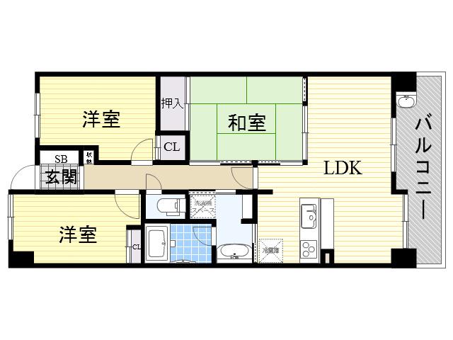 レジディア都島Ⅱ(3LDK/14階)の間取り写真