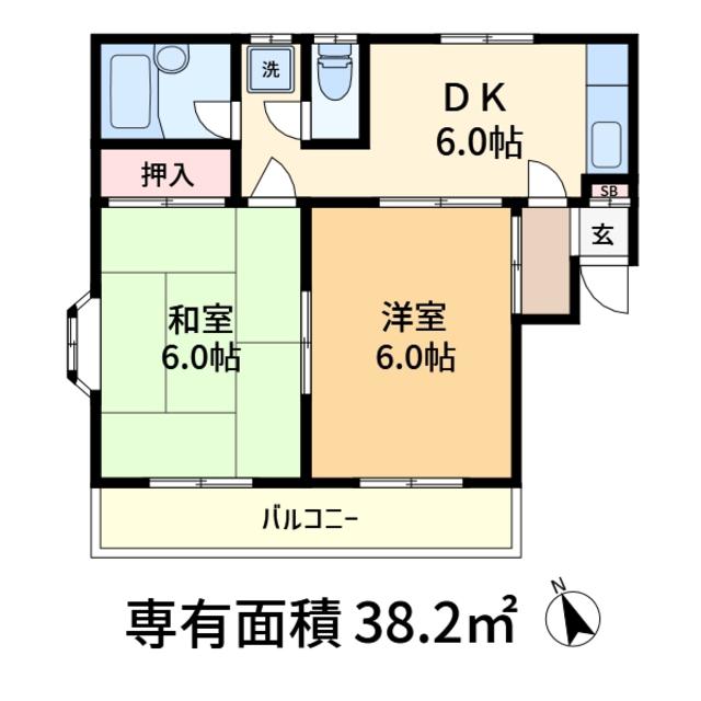 プチシャトー(2DK/3階)の間取り写真