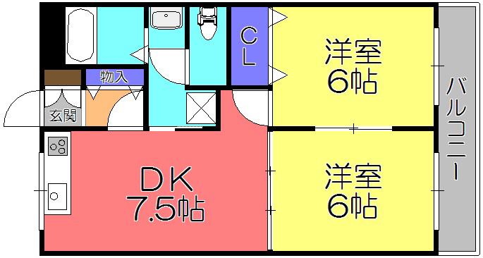 グリーンコートI(2DK/1階)の間取り写真