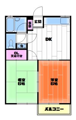サンパレス8(2DK/2階)の間取り写真